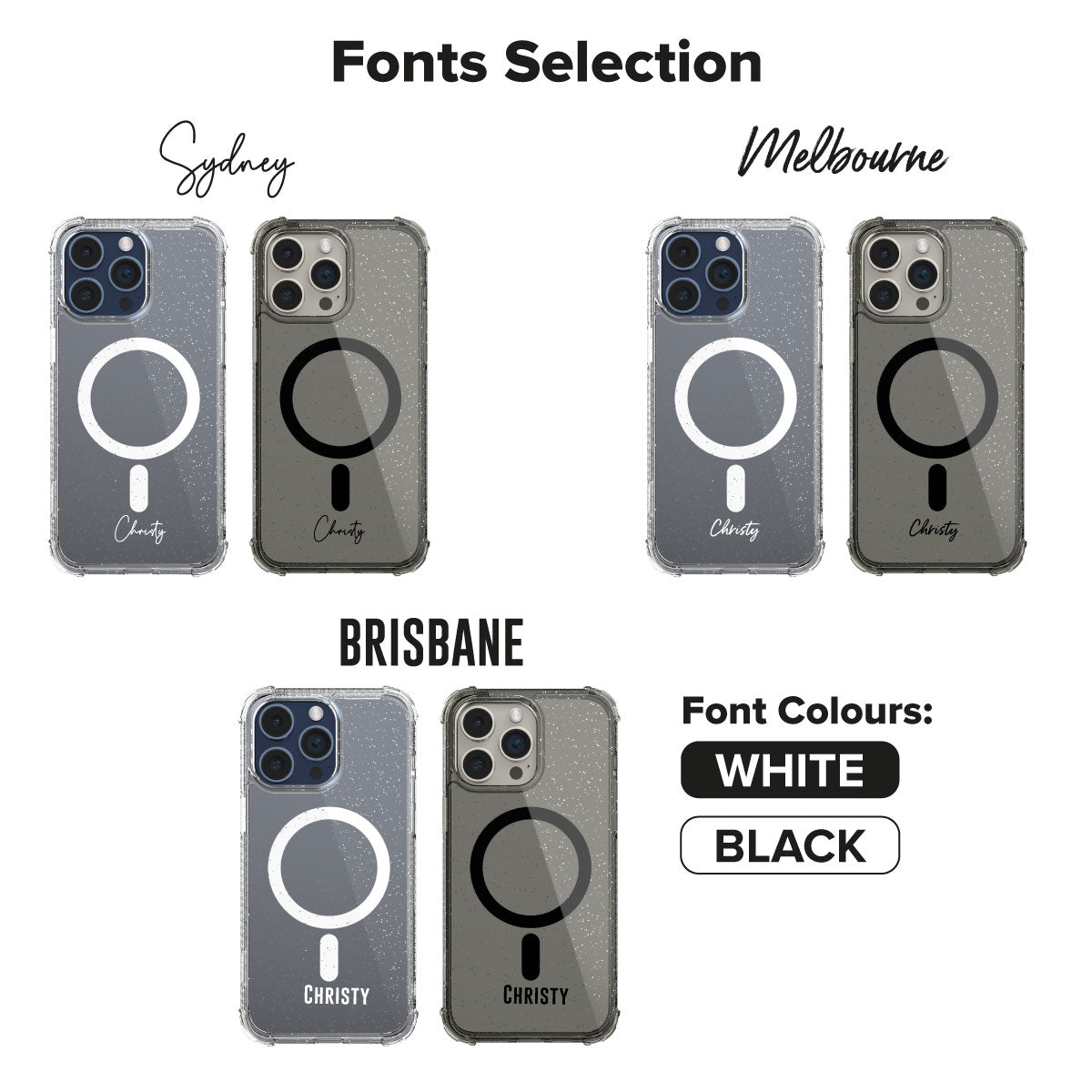 X.One® Dropguard Pro Glitter Series with EnduraClear (Magsafe Edition) for iPhone 15 Series – Personalized Edition