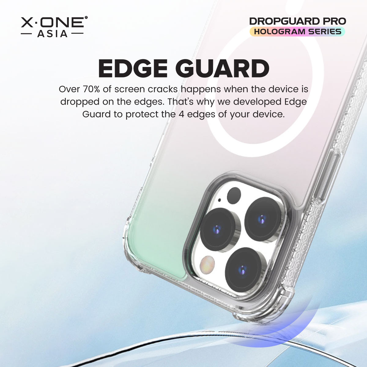 X.One® Dropguard Pro Hologram with EnduraClear (Magsafe Edition) Impact Protection Case for iPhone 15/14 series