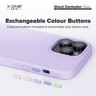 X.One® Shock Dominator Pastel Case for iPhone 14 Series — Exchangeable Colour Buttons