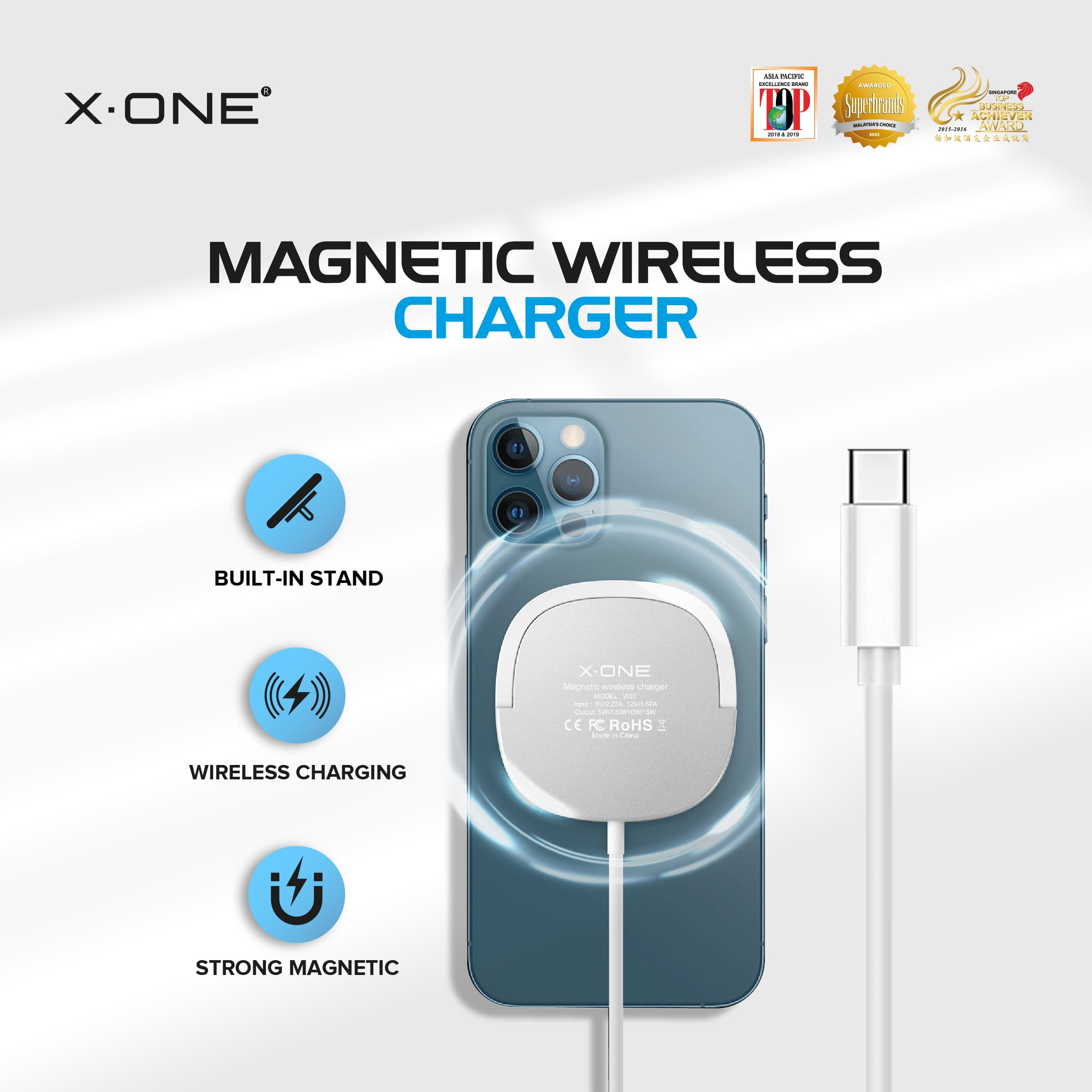 X.One® 15W Magnetic Wireless Charger