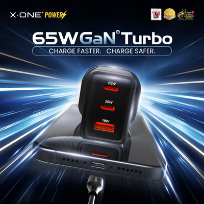 X.One® 65W GaN 6 Turbo 3-Port Fast Charger — Main Graphic