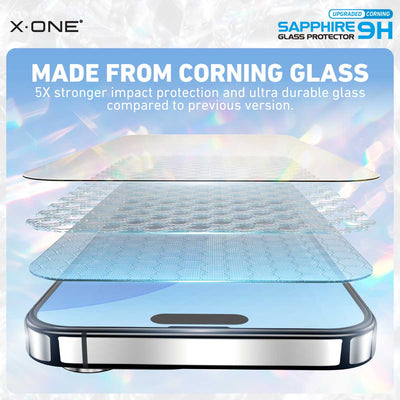 X.One® Sapphire 9H Tempered Glass Screen Protector — Made from Imported Corning Glass