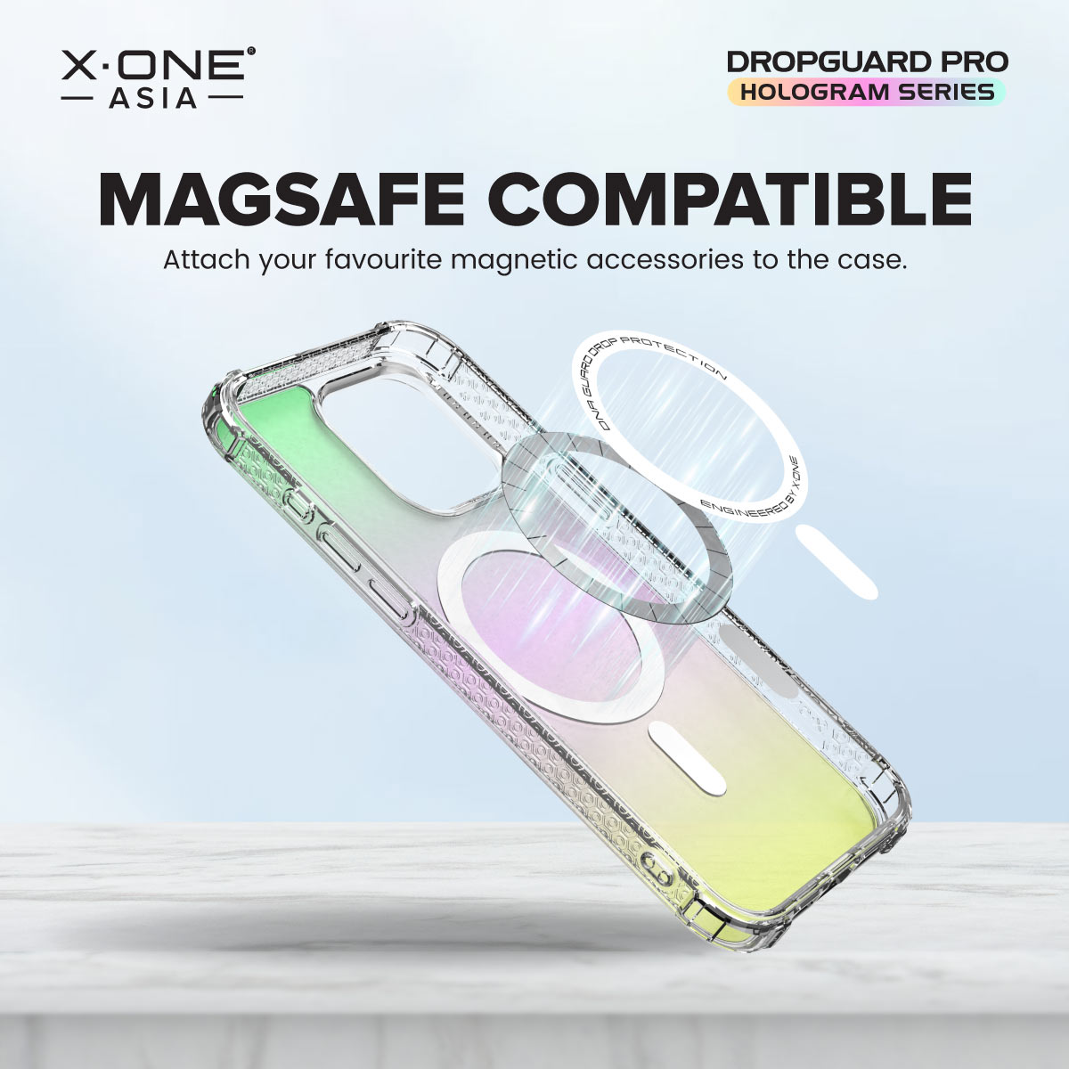 X.One® Dropguard Pro Hologram with EnduraClear (Magsafe Edition) Impact Protection Case for iPhone 15/14 series