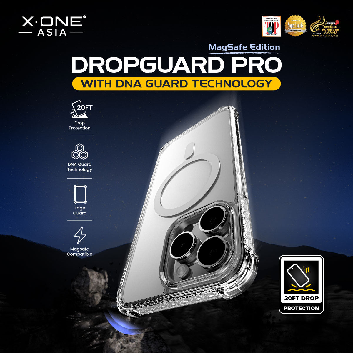 X.One® Dropguard Pro with EnduraClear (Magsafe Edition) Impact Protection Case for iPhone 15 Series