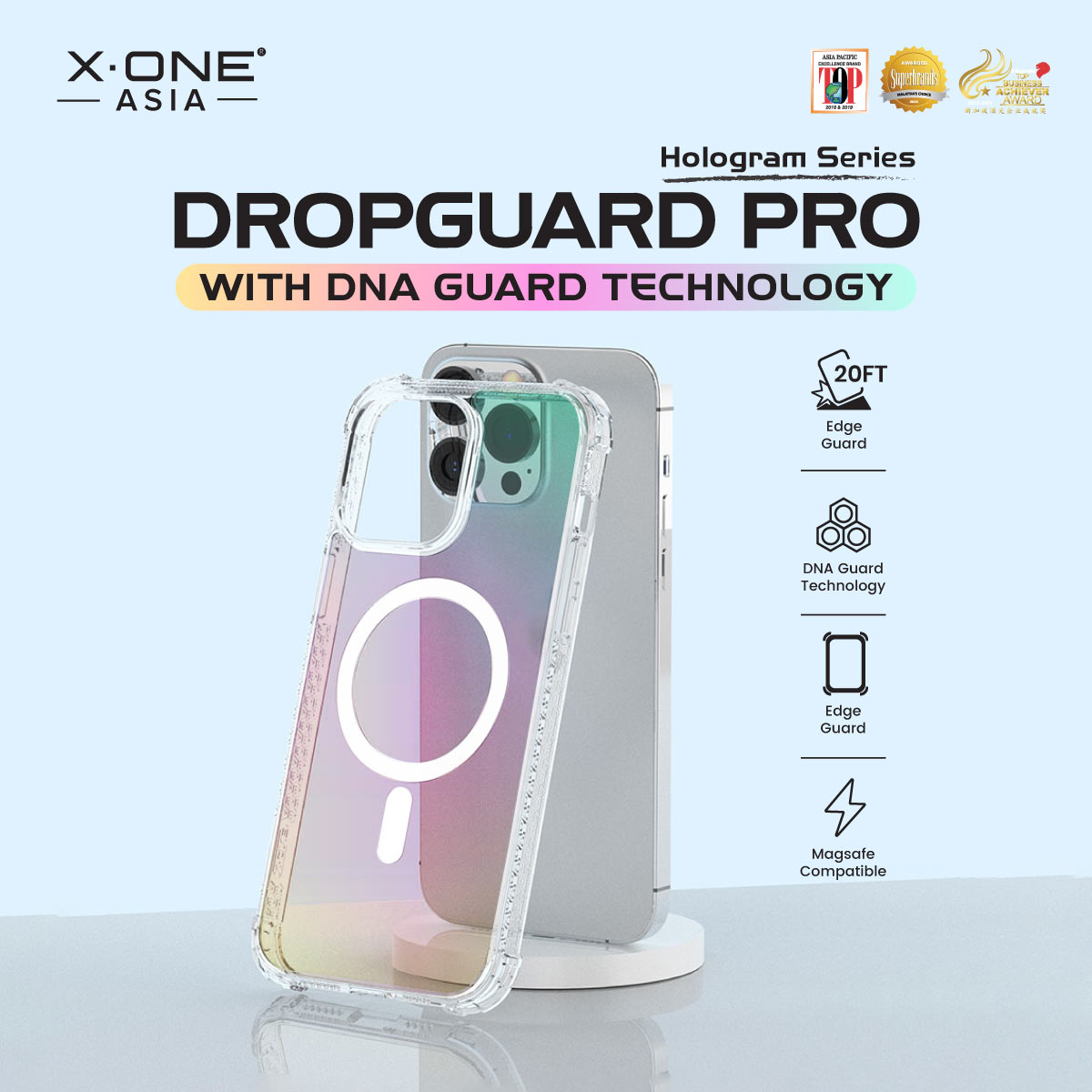 X.One® Dropguard Pro Hologram with EnduraClear (Magsafe Edition) Impact Protection Case for iPhone 15/14 series