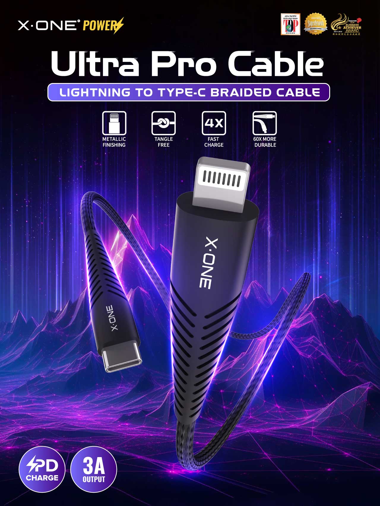 X.One® Ultra Pro Apple PD Cable - USB-C to Lightning MFi Cable