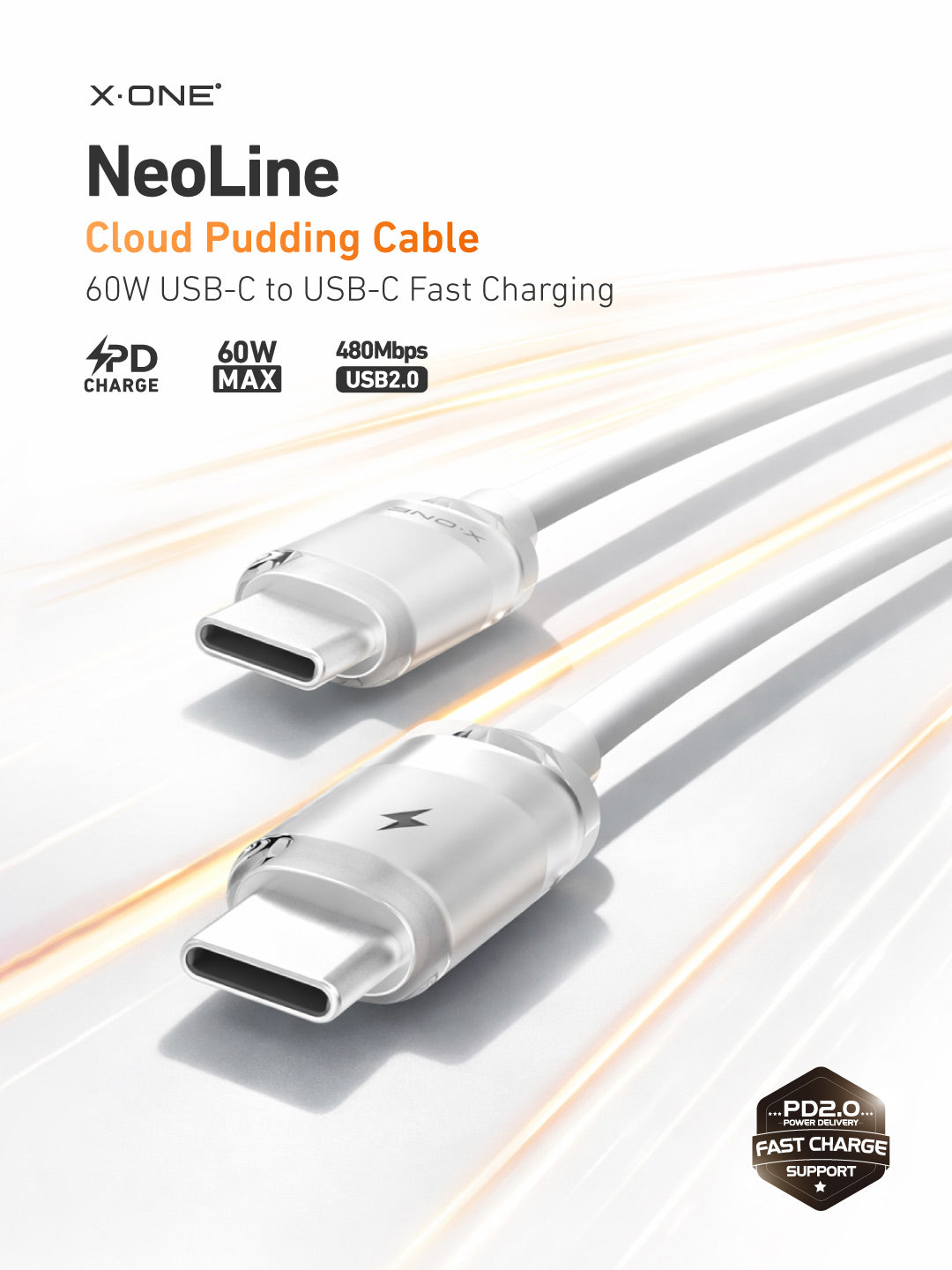 X.One® NeoLine 60W USB-C Cloud Pudding Cable — Main Graphic