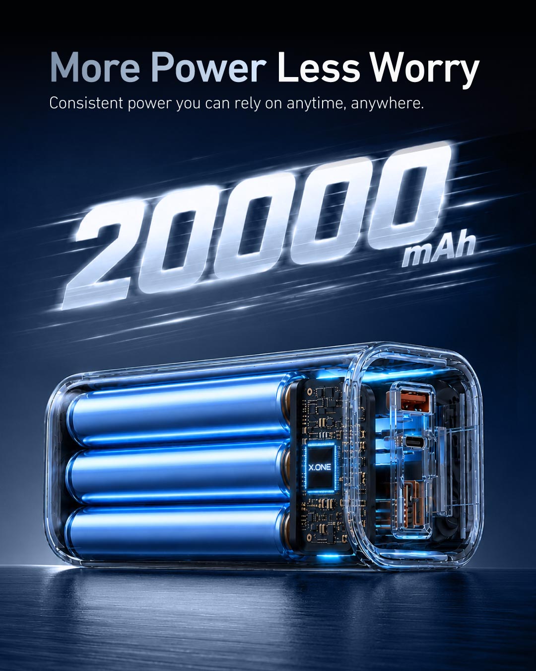 Stellar 130W 20000mAh 3-Port Fast Charging Power Bank with Retractable Cable