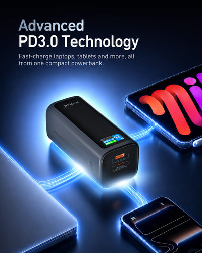 Stellar 130W 20000mAh 3-Port Fast Charging Power Bank with Retractable Cable
