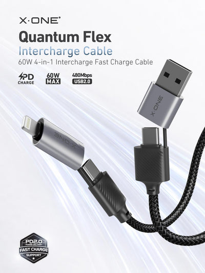 X.One® Quantum Flex 60W 4-in-1 Multi-Device Cable — Feature 1