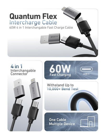X.One® Quantum Flex 60W 4-in-1 Multi-Device Cable — Feature 2