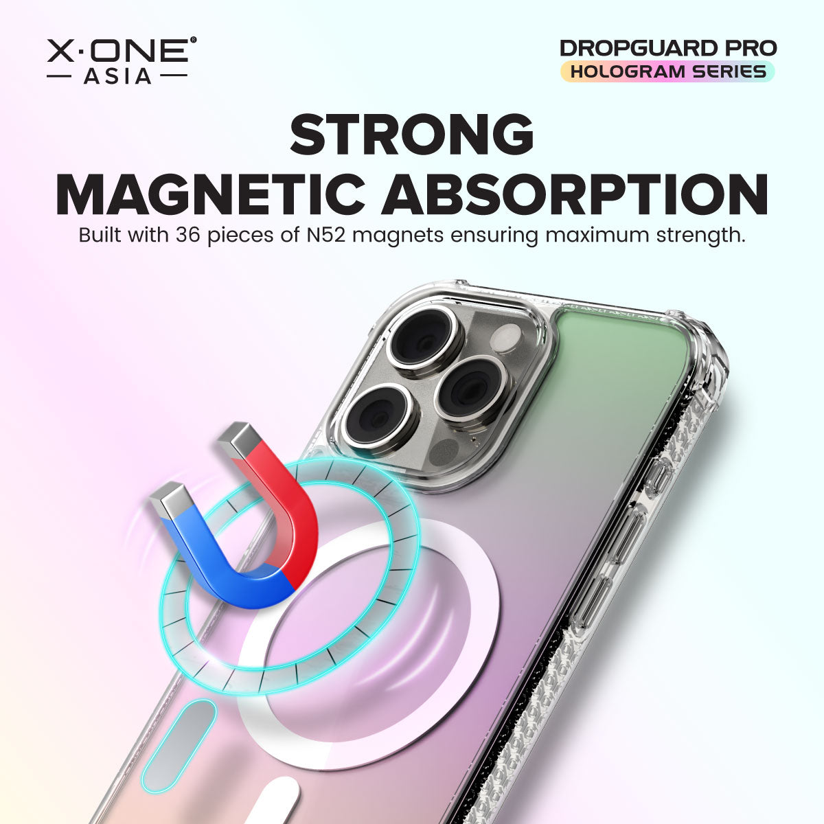 X.One® Dropguard Pro Hologram with EnduraClear (Magsafe Edition) Impact Protection Case for iPhone 15/14 series