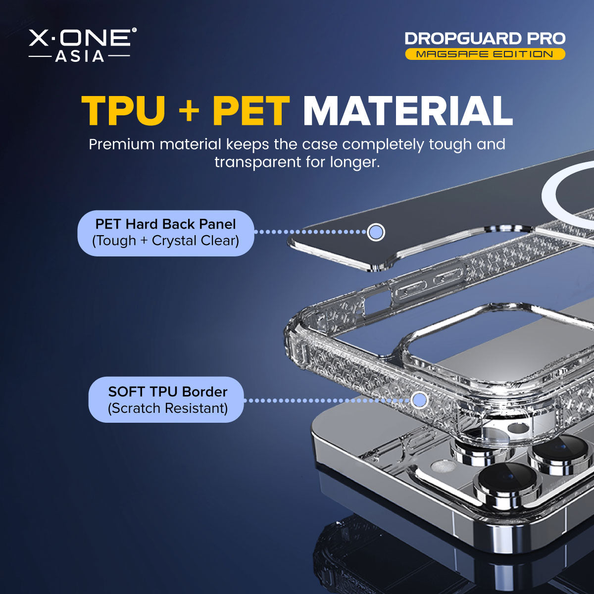 X.One® Dropguard Pro with EnduraClear (Magsafe Edition) Impact Protection Case for iPhone 15 Series