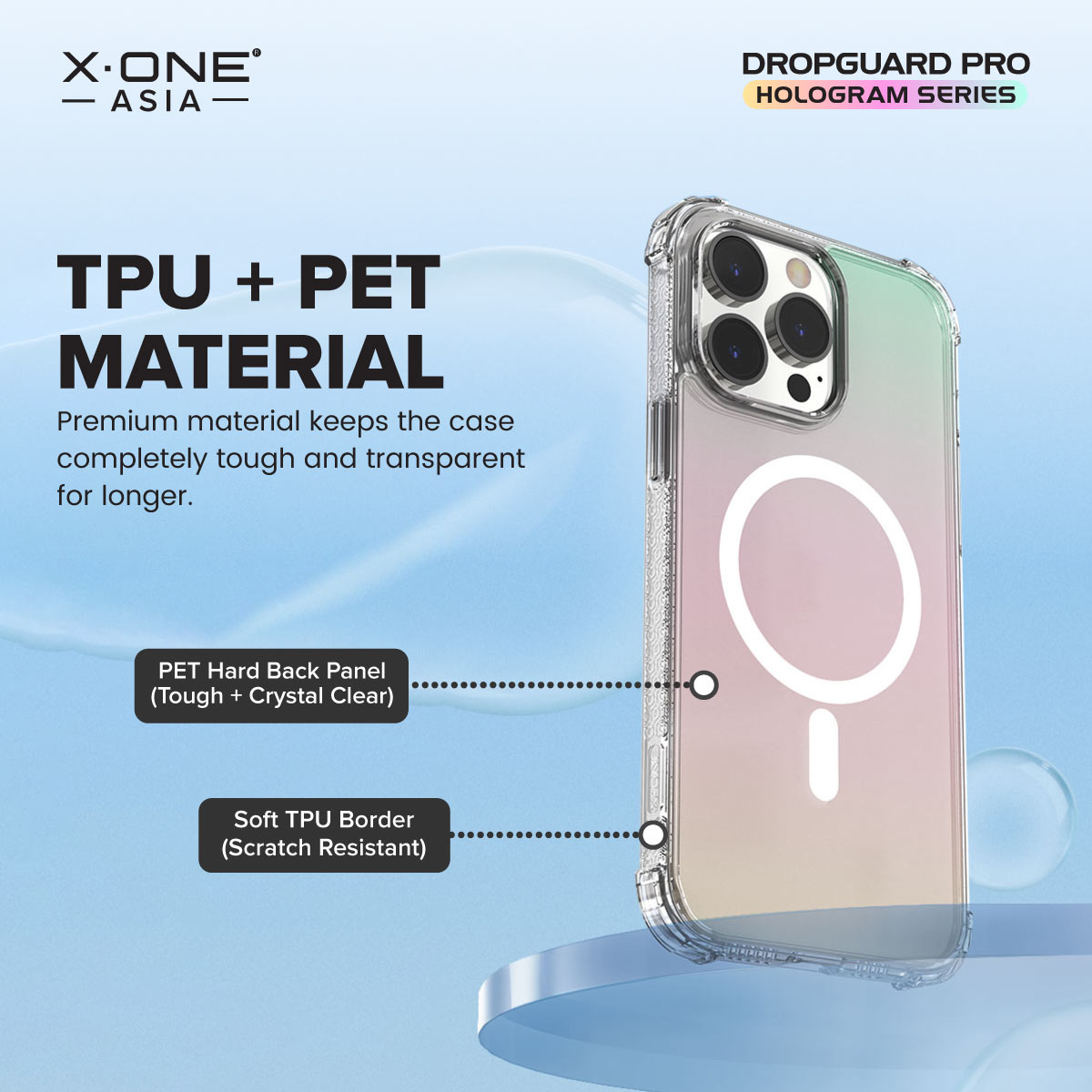 X.One® Dropguard Pro Hologram with EnduraClear (Magsafe Edition) Impact Protection Case for iPhone 15/14 series