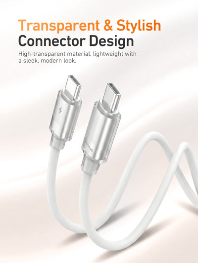 X.One® NeoLine 60W USB-C Cloud Pudding Cable — Transparent Connector