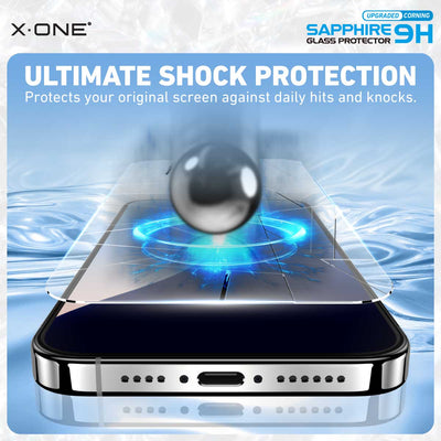 X.One® Sapphire 9H Tempered Glass Screen Protector — Ultimate Shock Protection