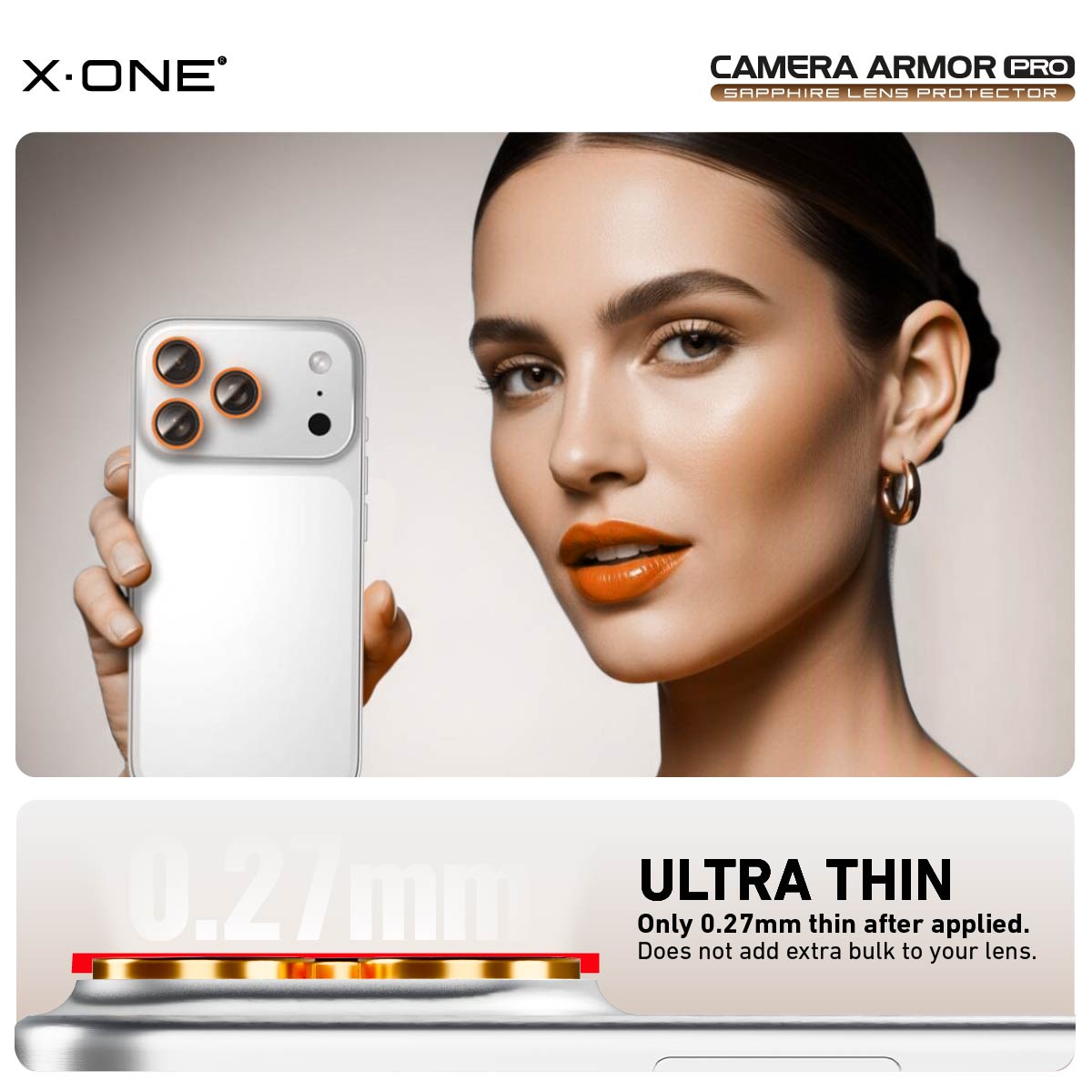 X.One® Camera Armor Pro GIA Certified Sapphire 9H Anti Scratch Lens Protector for iPhone 17 Series