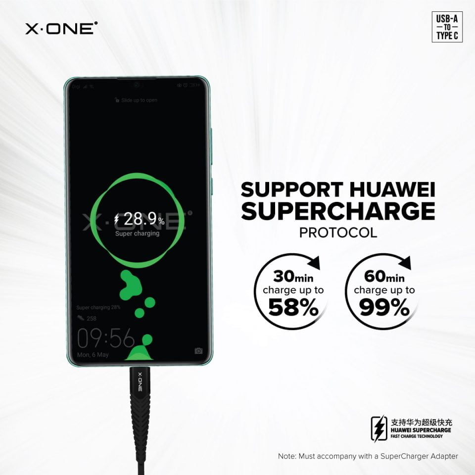 X.One® Ultra Pro 6A Huawei 65W SuperCharge - USB-A to USB-C Fast Charge Cable