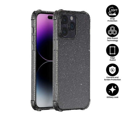 X.One® Dropguard Pro Glitter Case for iPhone 14 Pro Max — Black Glitter