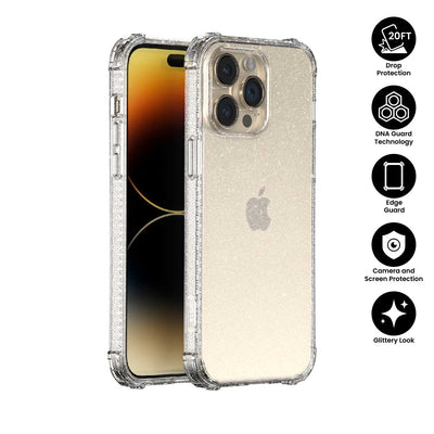 X.One® Dropguard Pro Glitter Case for iPhone 14 Pro — White Glitter