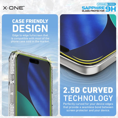 X.One® Sapphire 9H Screen Protector with Installer Kit — Case Friendly