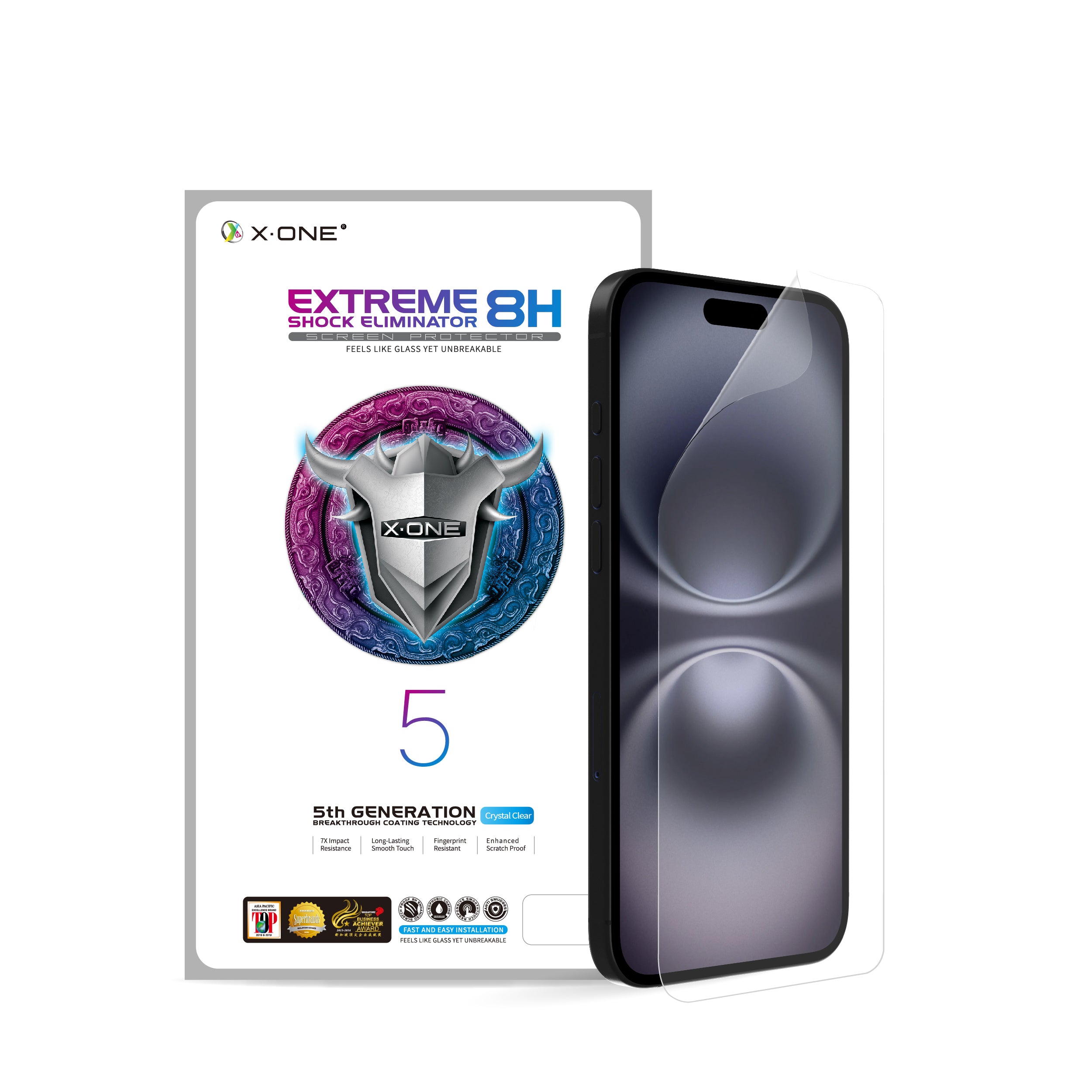X.One® Hybrid Polymer Impact Protection Screen Protector (No Black Bezel/Full Transparency) for iPhone 16 Series