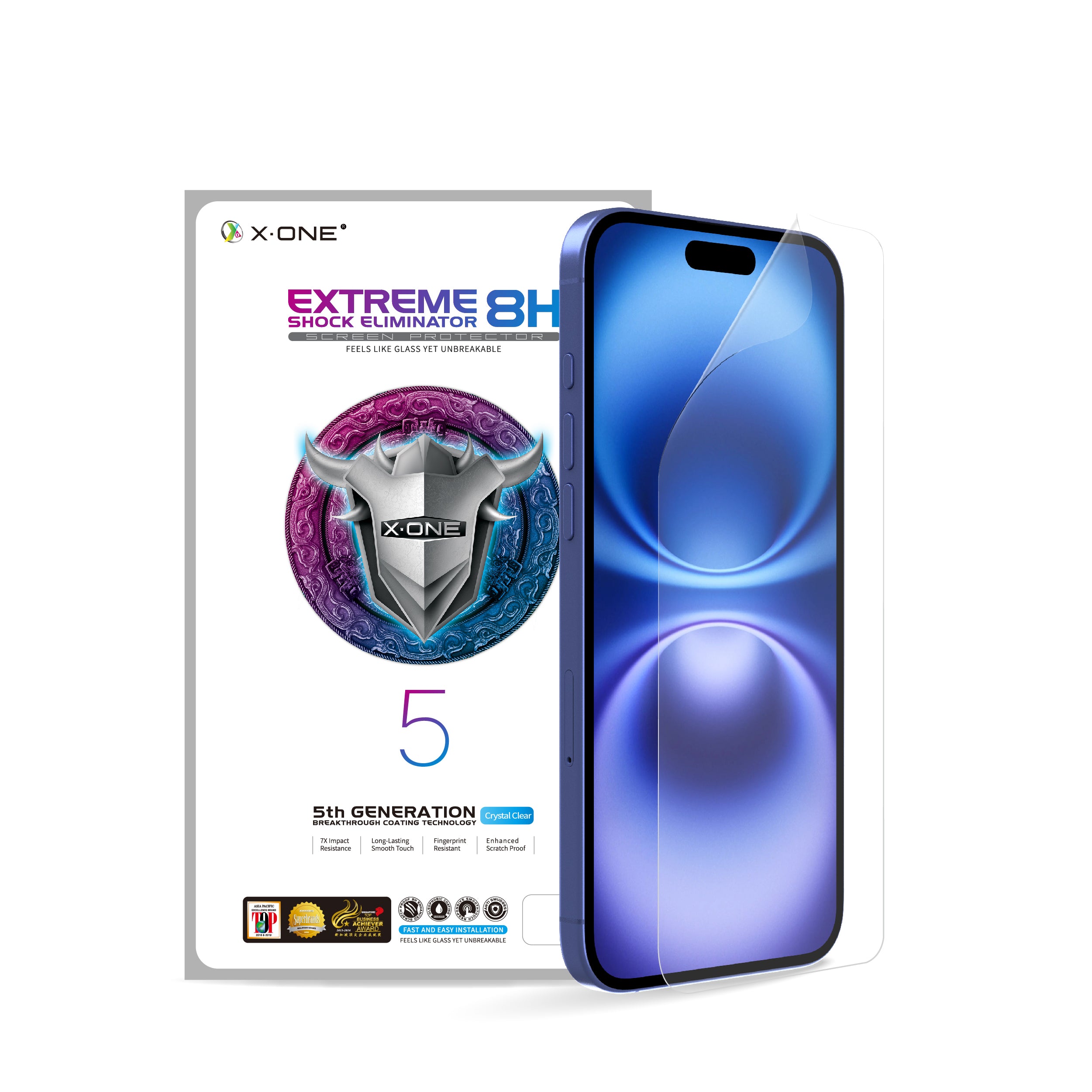 X.One® Hybrid Polymer Impact Protection Screen Protector (No Black Bezel/Full Transparency) for iPhone 16 Series