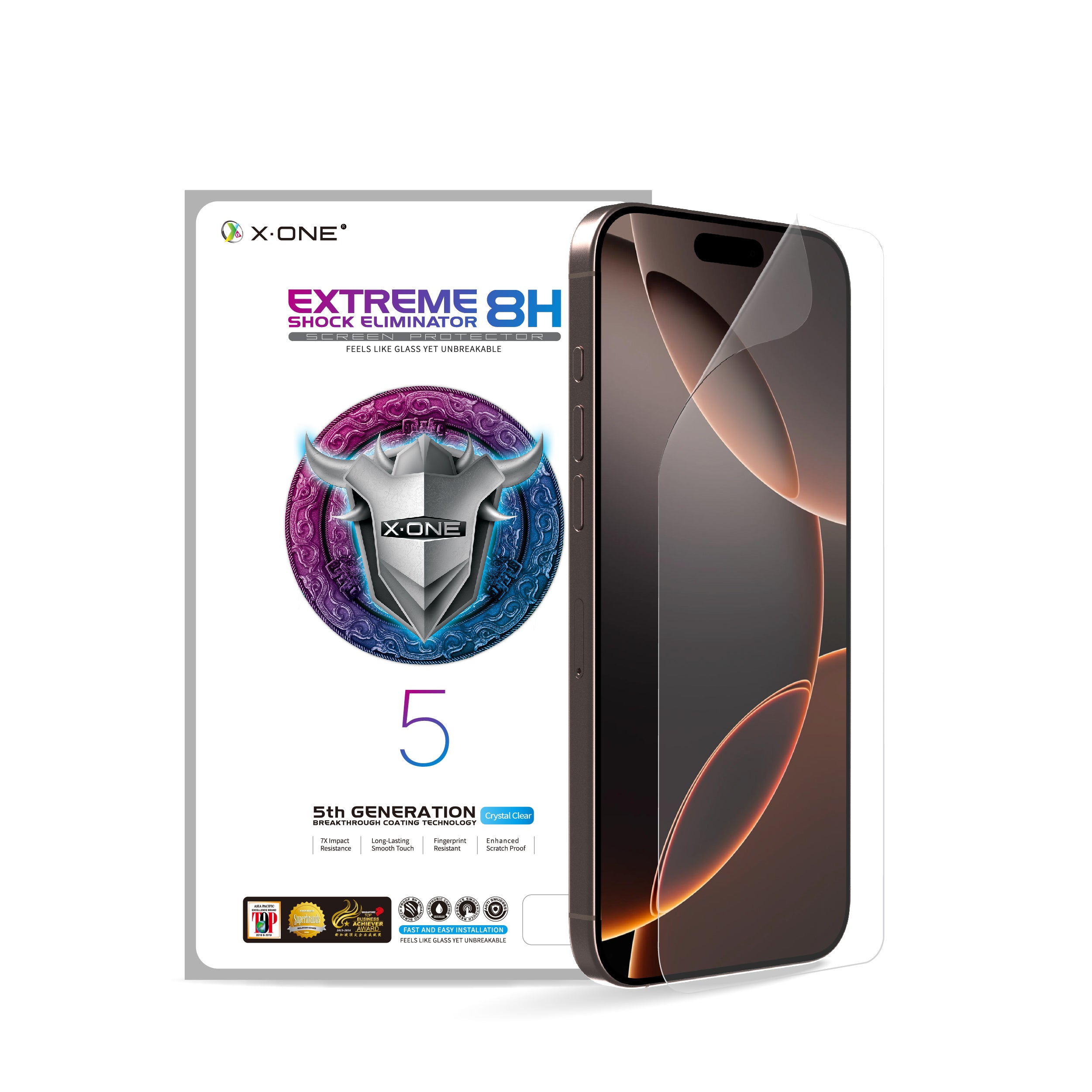 X.One® Hybrid Polymer Impact Protection Screen Protector (No Black Bezel/Full Transparency) for iPhone 16 Series