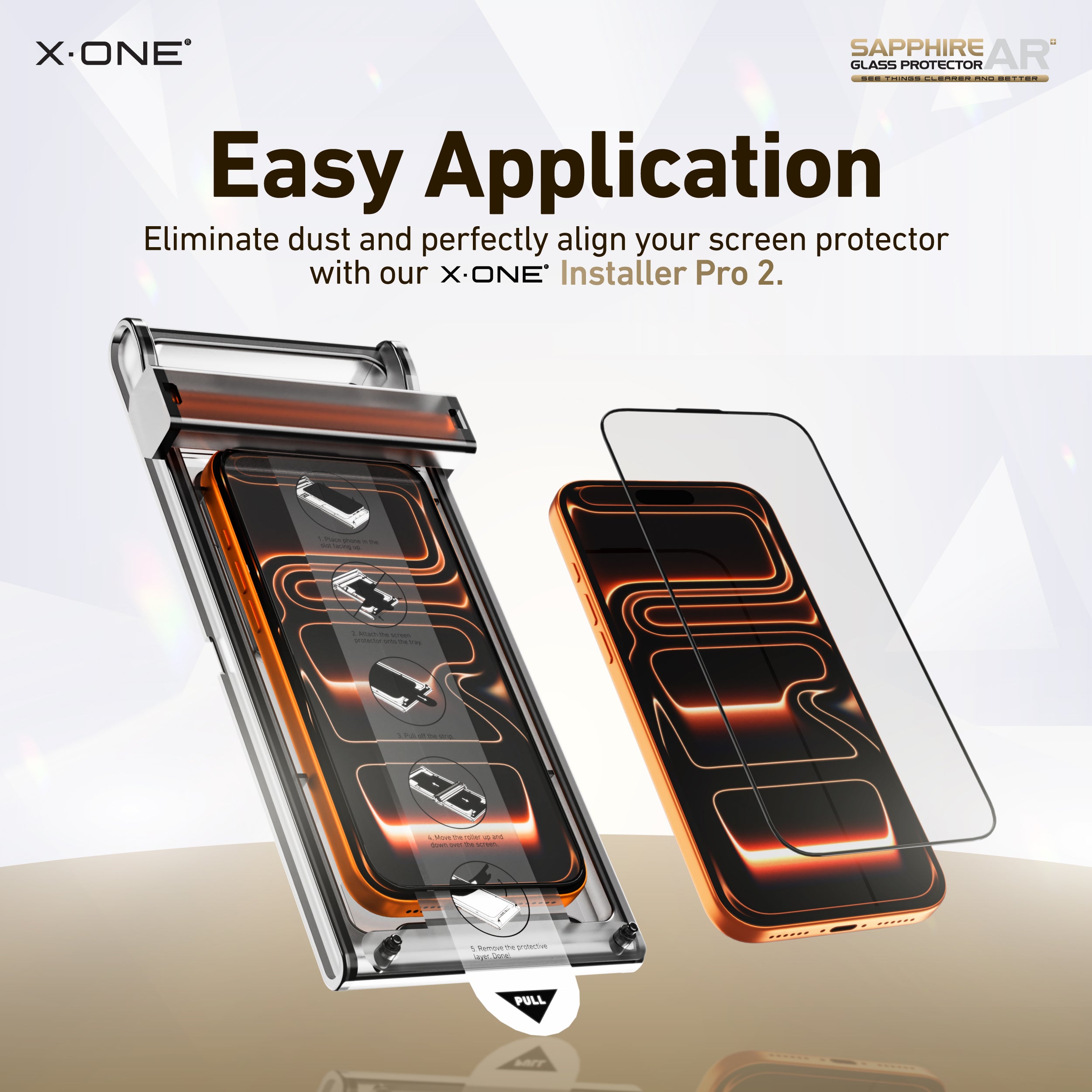 X.One Sapphire AR+ Glass Protector with Installer Kit for iPhone 17 Series