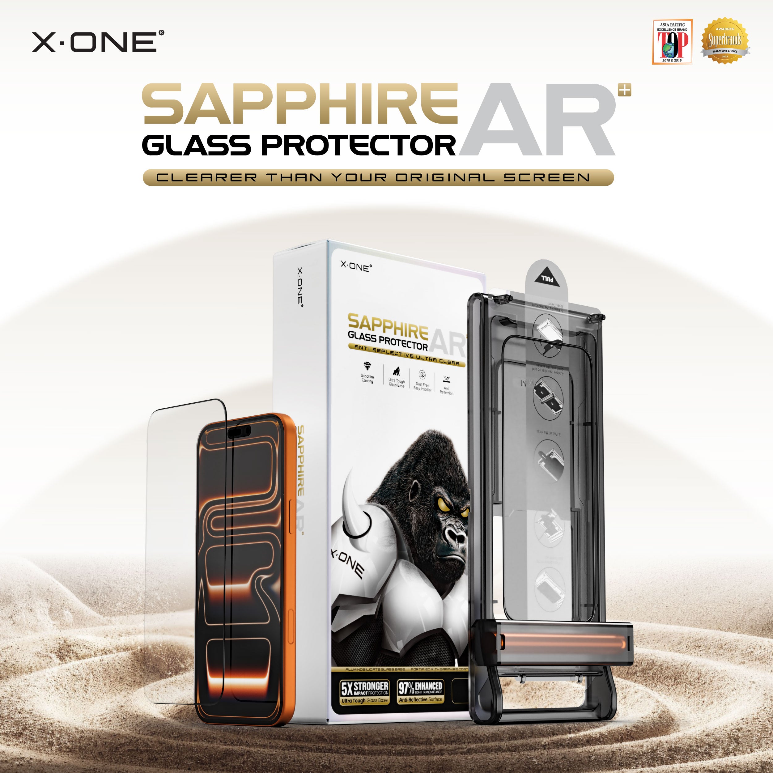 X.One Sapphire AR+ Glass Protector with Installer Kit for iPhone 17 Series