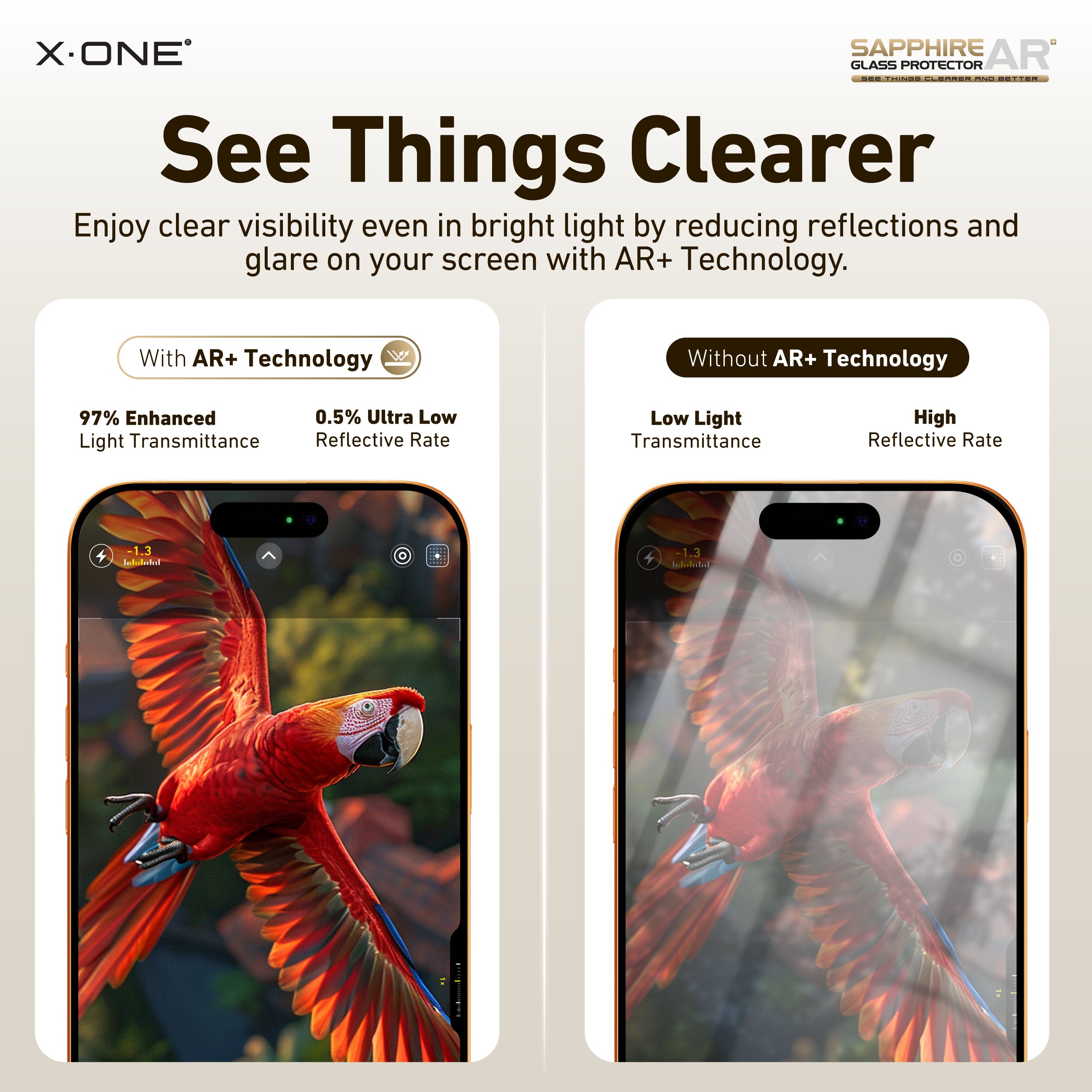 X.One Sapphire AR+ Glass Protector with Installer Kit for iPhone 17 Series