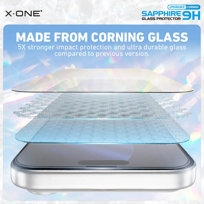 X.One® Sapphire 9H Screen Protector with Installer Kit — Made from Imported Corning Glass