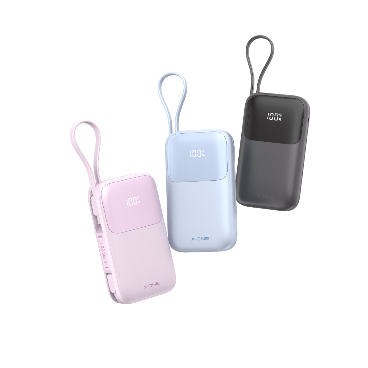 X.One® Atom Duo 10000mAh 22.5W Power Bank — Built-In USB-C and Lightning Cables