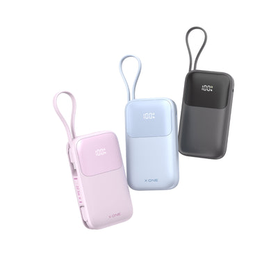 X.One® Atom Duo 10000mAh 22.5W Power Bank — Built-In USB-C and Lightning Cables