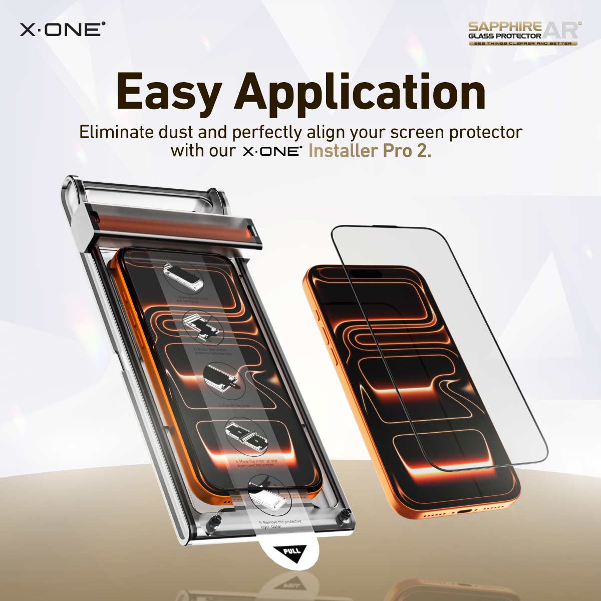 X.One Sapphire AR+ Glass Protector with Installer Kit for iPhone 17 Series