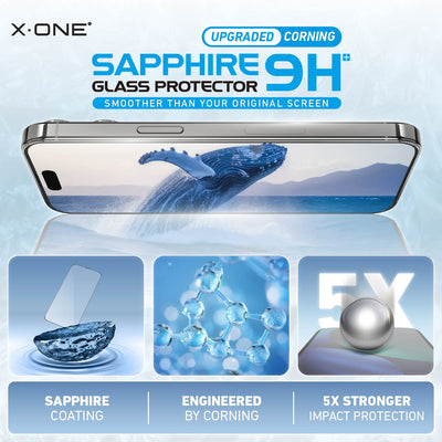 X.One® Sapphire 9H Screen Protector with Installer Kit — Summary Graphic